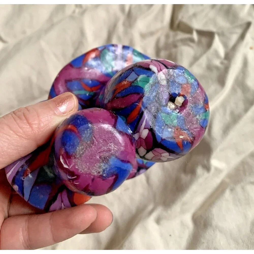 Vintage Mushroom Shaped Candle Mosiac Stained Glass Milleflori Hippie Boho 4